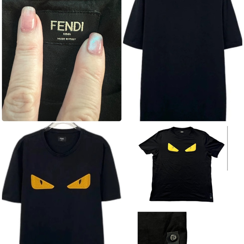 Fendi Black T-Shirt with Yellow Eyes